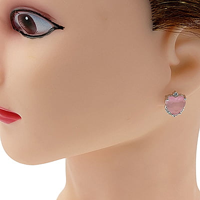 Pink Tourmaline American Diamond Stud Earrings Pink Tourmaline American Diamond Stud Earrings