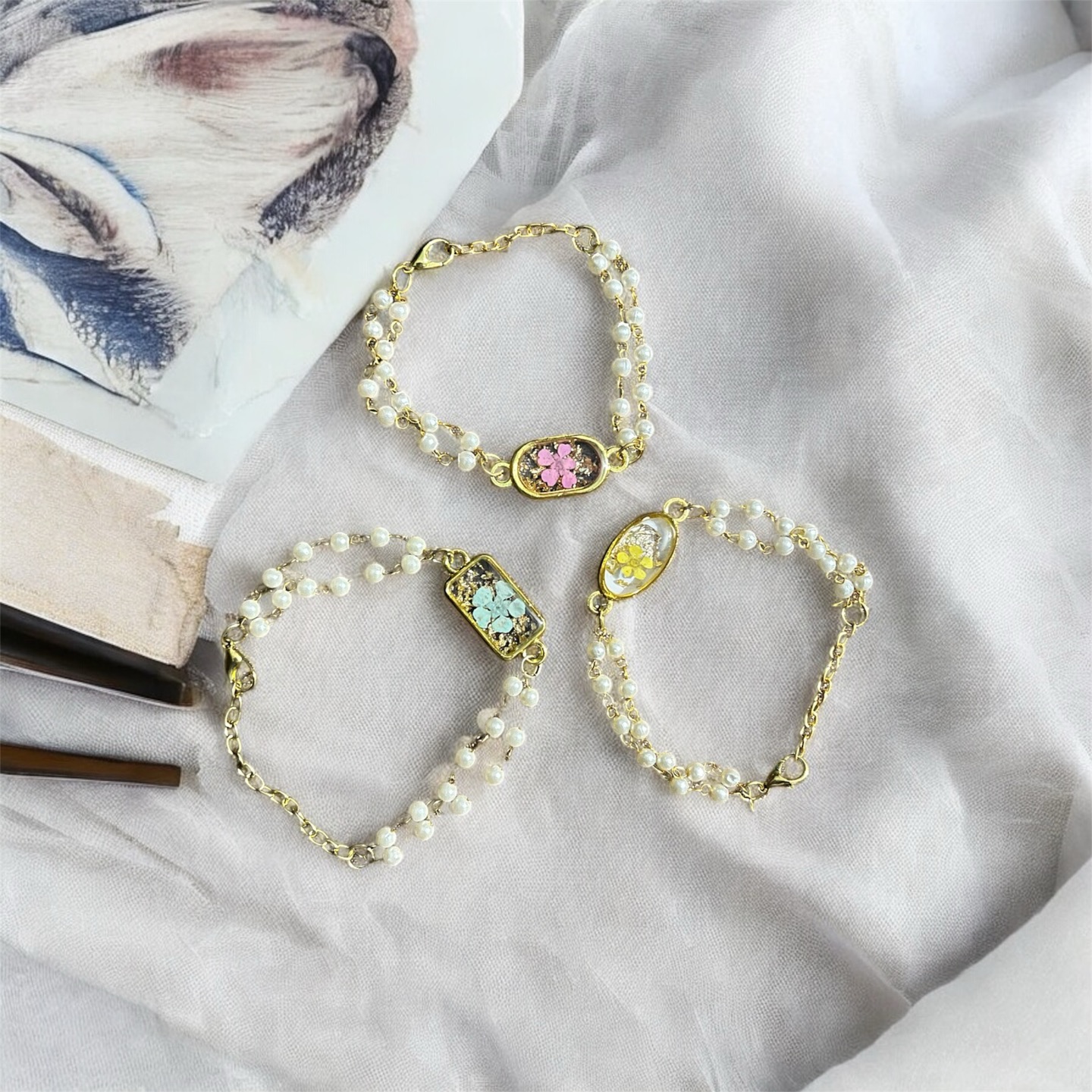 Plum Bracelet 001 Real Flower Bracelet