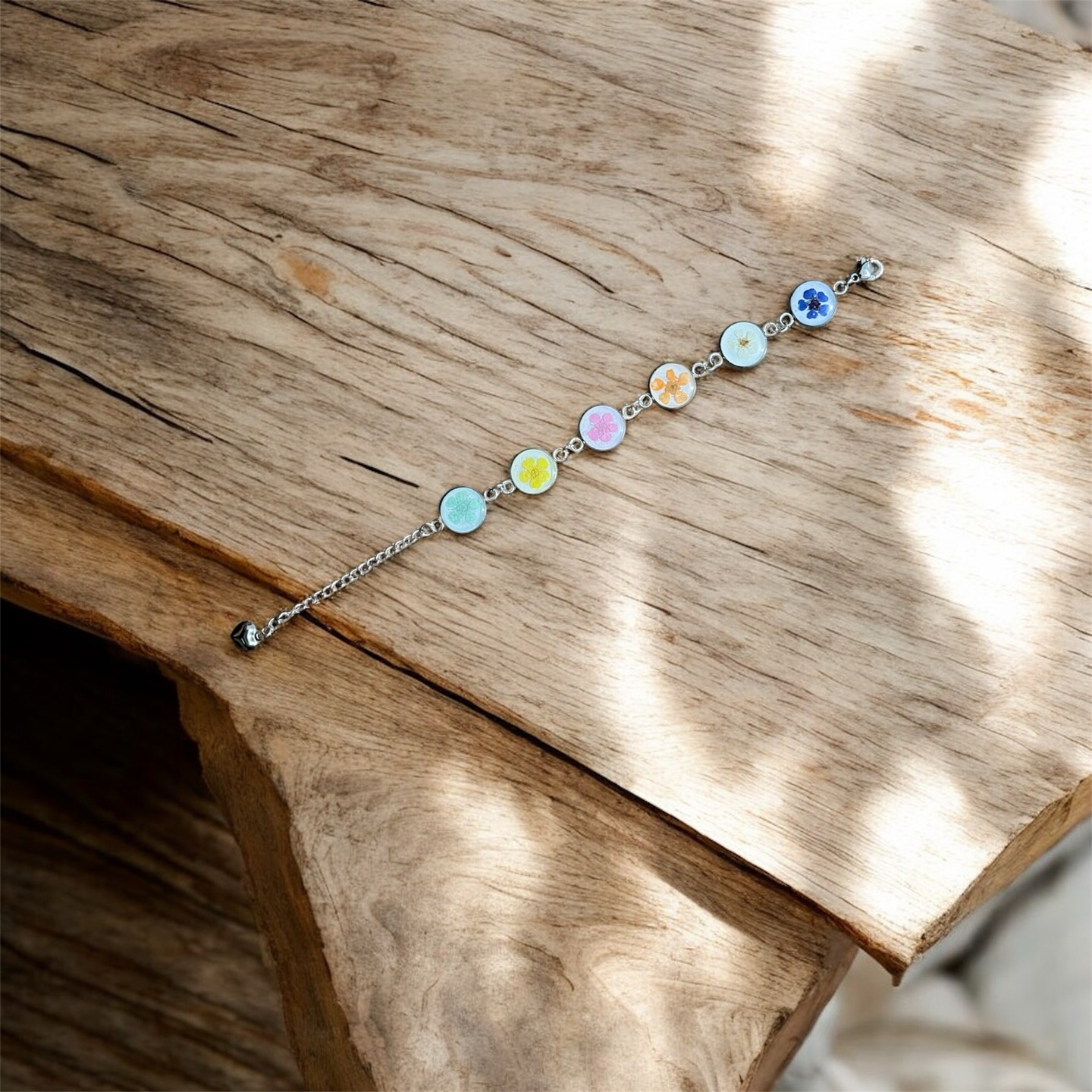 Floral Charm Stainless Steel Bracelet Floral Charm Stainless Steel Bracelet