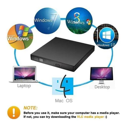 Portable Slim DVD Writer USB A & Type-C 3.0 | External CD/DVD Burner for Laptop & Desktop | Windows Compatible Portable Slim DVD Writer USB A & Type-C 3.0 | External CD/DVD Burner for Laptop & Desktop | Windows Compatible