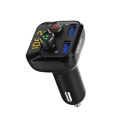 Portronics Auto 10 Car Bluetooth Receiver with Hands-Free Calling & Music, 3D Surround Sound, 30W Type-C PD, 18W USB Fast Charging, Bluetooth-FM for Wireless Car Stereo Audio (Black)