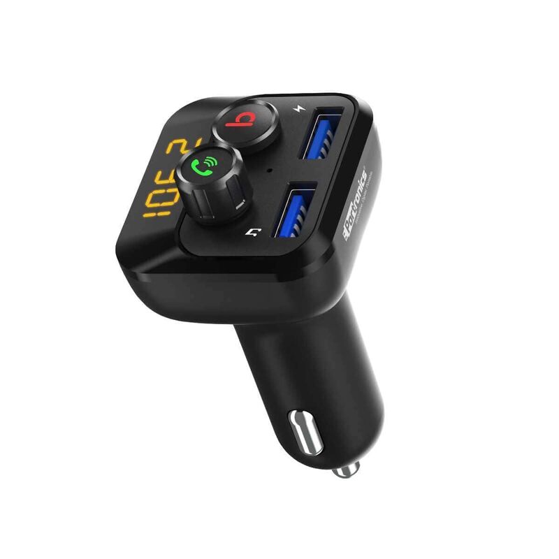 Portronics Auto 10 Car Bluetooth Receiver with Hands-Free Calling & Music, 3D Surround Sound, 30W Type-C PD, 18W USB Fast Charging, Bluetooth-FM for Wireless Car Stereo Audio (Black)