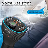 Portronics Auto 15 Bluetooth - FM Transmitter In-Car Fast Charger (PD 20W+QC3.0) (Black)