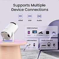 Portronics Beem 440 Smart LED Projector with 720p HD Resolution, Rotatable Design, Built-in Streaming Apps (Netflix, Prime Video, Hotstar), 2000 Lumens, Screen Mirroring, 3 Watts Speaker (White)