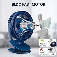 Portronics ClipCool - Portable Rechargeable Fan with Strong & Solid Clip. 3 Speed Modes. Ring LED Lights, 360 degree Rotation & charging through Type-C Port Portronics ClipCool - Portable Rechargeable Fan with Strong & Solid Clip. 3 Speed Modes. Ring LED Lights, 360 degree Rotation & charging through Type-C Port