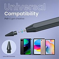 Portronics Glide A - Universal Rechargeable Stylus Pen for Apple & Android Comfortable Grip, Magnetically Attachable, Type-C Charging Port & Battery level Indicator Portronics Glide A - Universal Rechargeable Stylus Pen for Apple & Android Comfortable Grip, Magnetically Attachable, Type-C Charging Port & Battery level Indicator