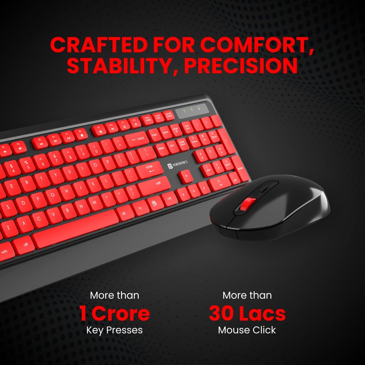 Portronics Key5 Combo Wireless Keyboard and Mouse Set, with 2.4 GHz USB Receiver, Silent Keystrokes, 1200 DPI Optical Tracking, Full-Sized Keyboard for PC, Laptop Portronics Key5 Combo Wireless Keyboard and Mouse Set, with 2.4 GHz USB Receiver, Silent Keystrokes, 1200 DPI Optical Tracking, Full-Sized Keyboard for PC, Laptop