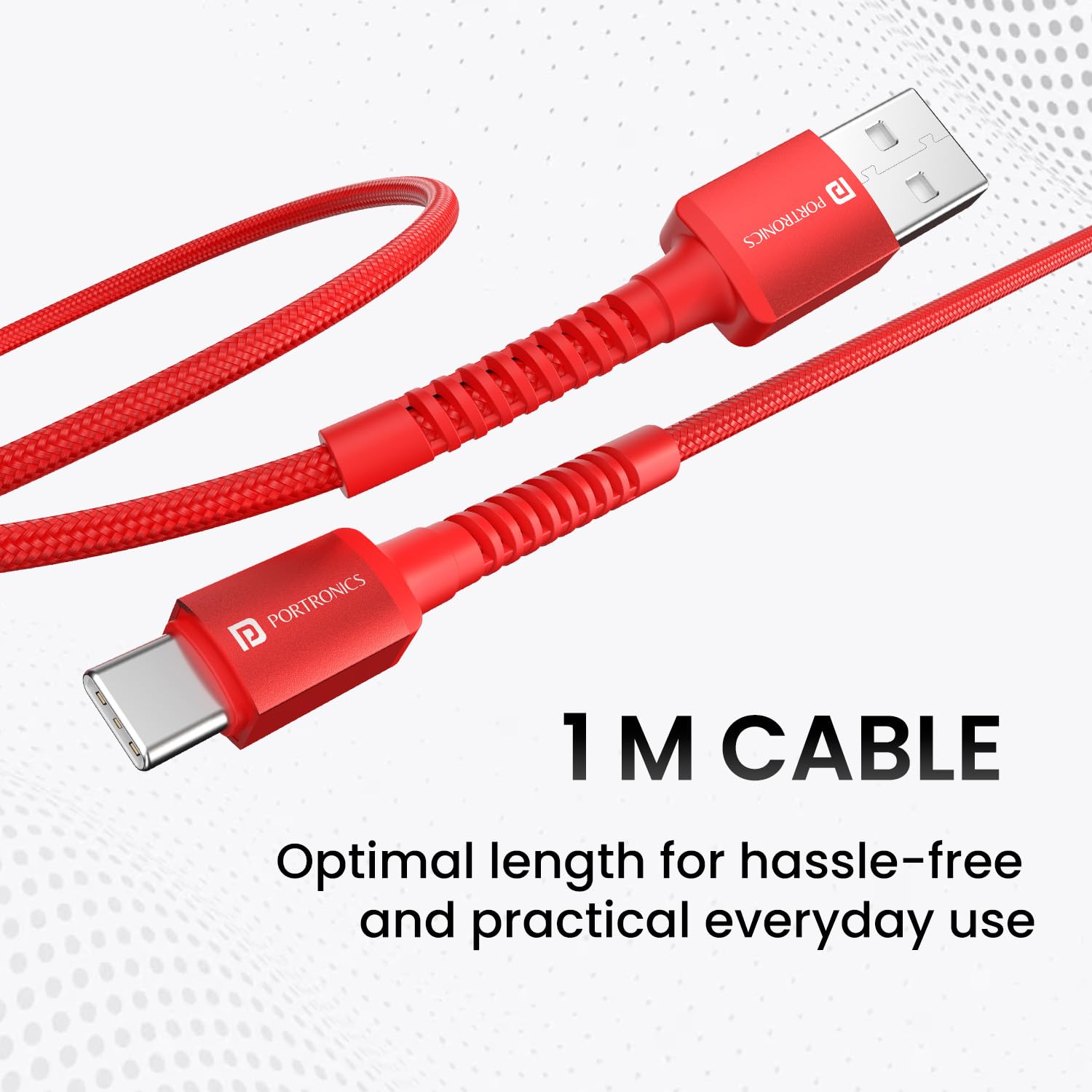 Portronics Konnect X 6A Fast Charging Nylon Braided USB-A to Type-C Cable,1M Durable & Unbreakable Cable (Red) Portronics Konnect X 6A Fast Charging Nylon Braided USB-A to Type-C Cable,1M Durable & Unbreakable Cable (Red)