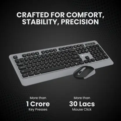 Portronics Key5 Combo Wireless Keyboard and Mouse Set, with 2.4 GHz USB Receiver, Silent Keystrokes, 1200 DPI Optical Tracking, Full-Sized Keyboard for PC, Laptop Portronics Key5 Combo Wireless Keyboard and Mouse Set, with 2.4 GHz USB Receiver, Silent Keystrokes, 1200 DPI Optical Tracking, Full-Sized Keyboard for PC, Laptop