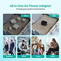 Portronics Juicemate Universal Travel Adapter with Type-C & USB-A Ports | Multi-Plug International Adapter for Smartphones, Tablets & Laptops