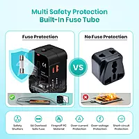 Portronics Juicemate Universal Travel Adapter with Type-C & USB-A Ports | Multi-Plug International Adapter for Smartphones, Tablets & Laptops