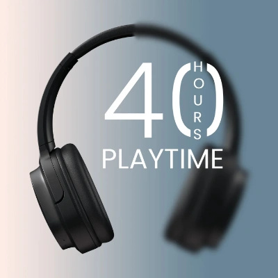 Portronics Muffs M4 Over Ear Bluetooth Headphone with Upto 40 Hours Playtime, Powerful Bass, 40mm Dynamic Driver, BT 5.3V, in-Built Mic, Adjustable Height, Head Cushion, Type C Fast Charging(Black)