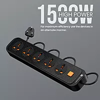 Portronics Power Plate 13 Multiplug Extension Board with 5 Power,Short Circuit Protection(Black)