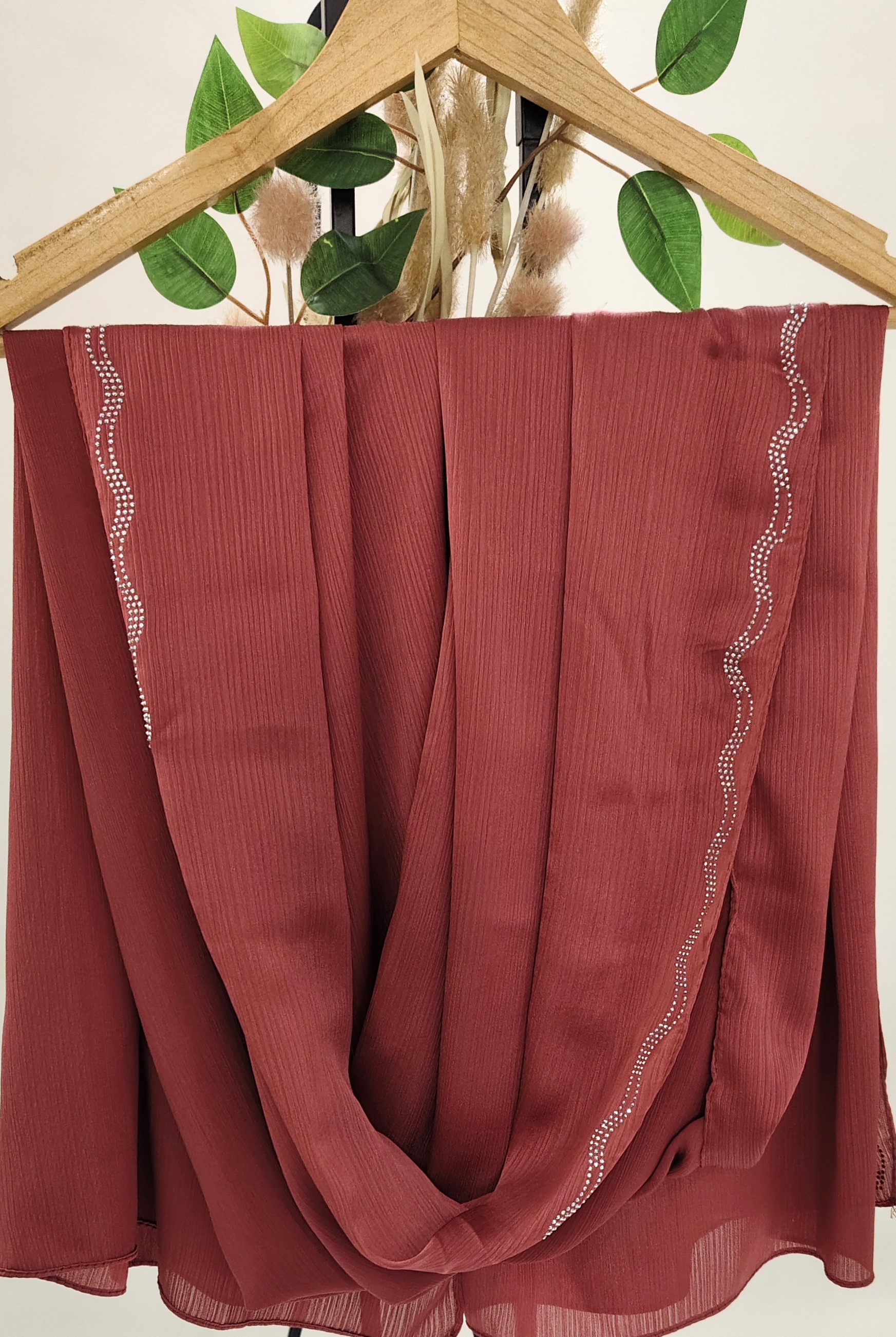 Premium Malaysian Munna Satin With Scalloped stone