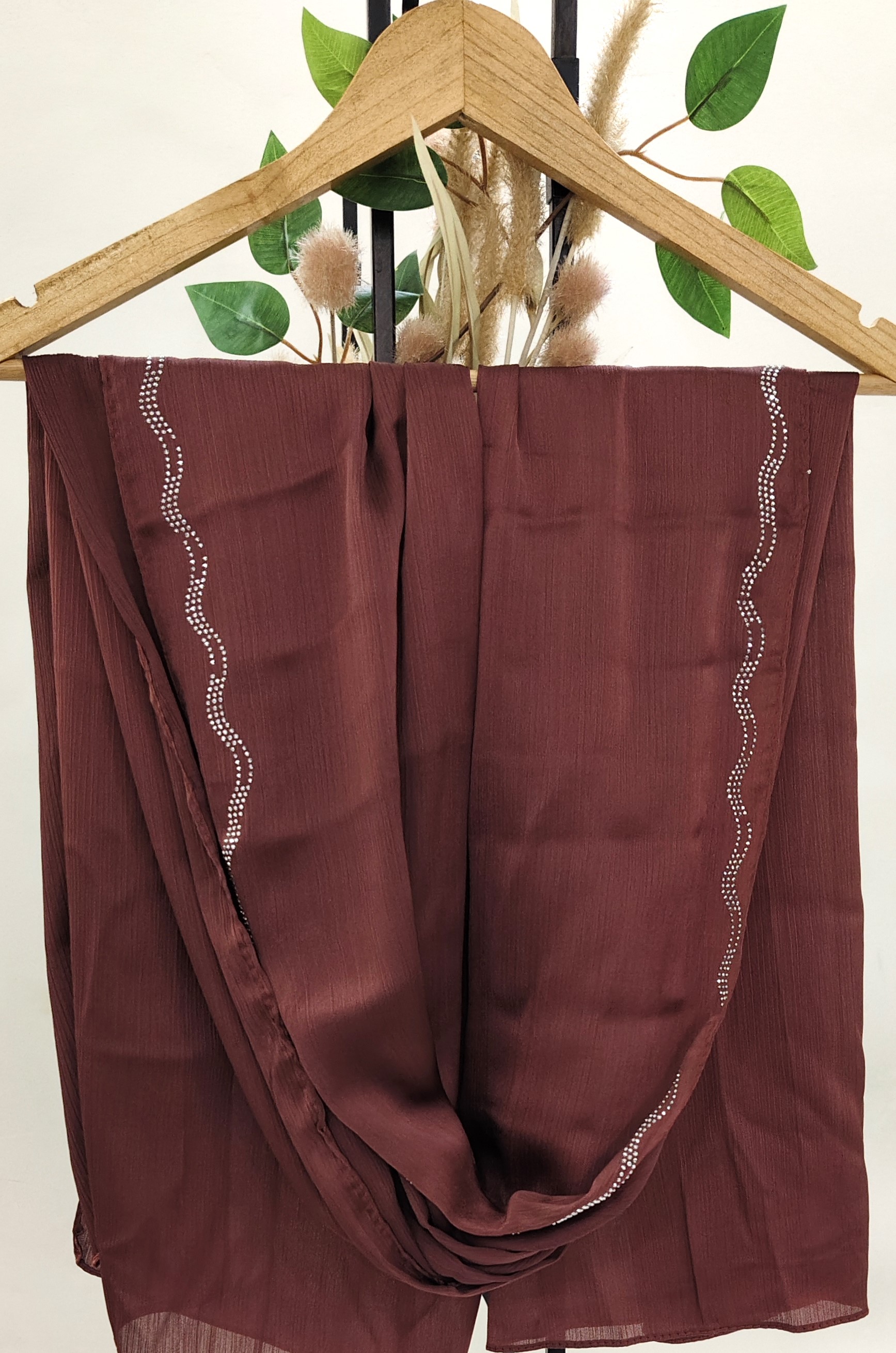 Premium Malaysian Munna Satin With Scalloped stone