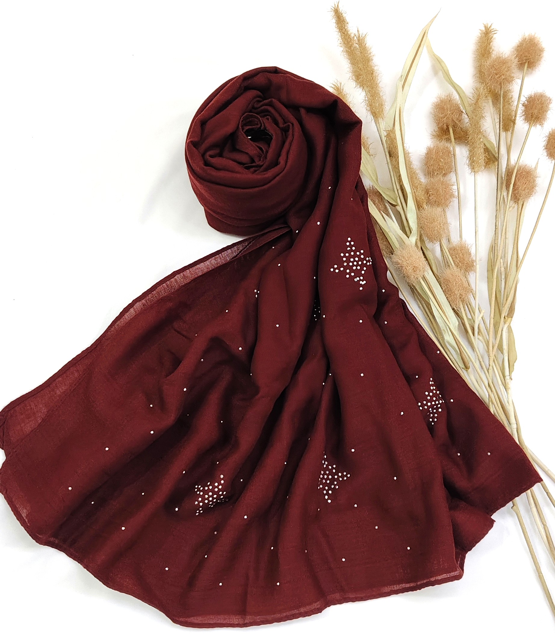 Premium Malaysian Heavy Cotton With Full Crystal Stone Hijab