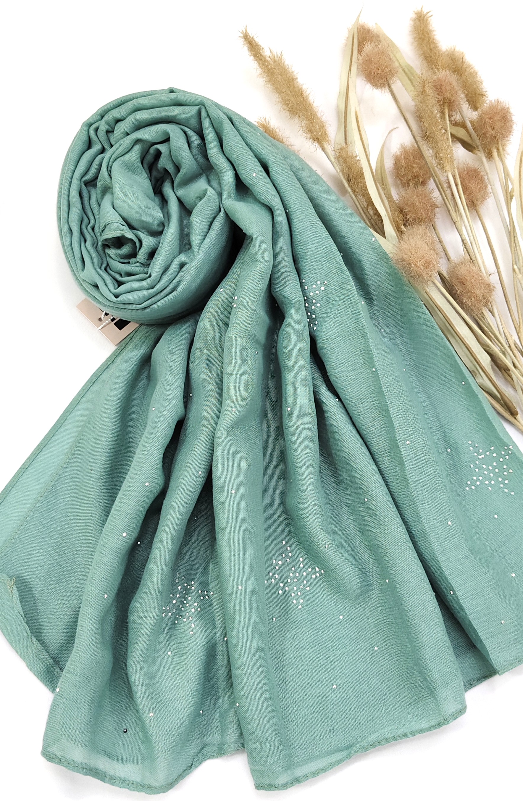 Premium Malaysian Heavy Cotton With Full Crystal Stone Hijab