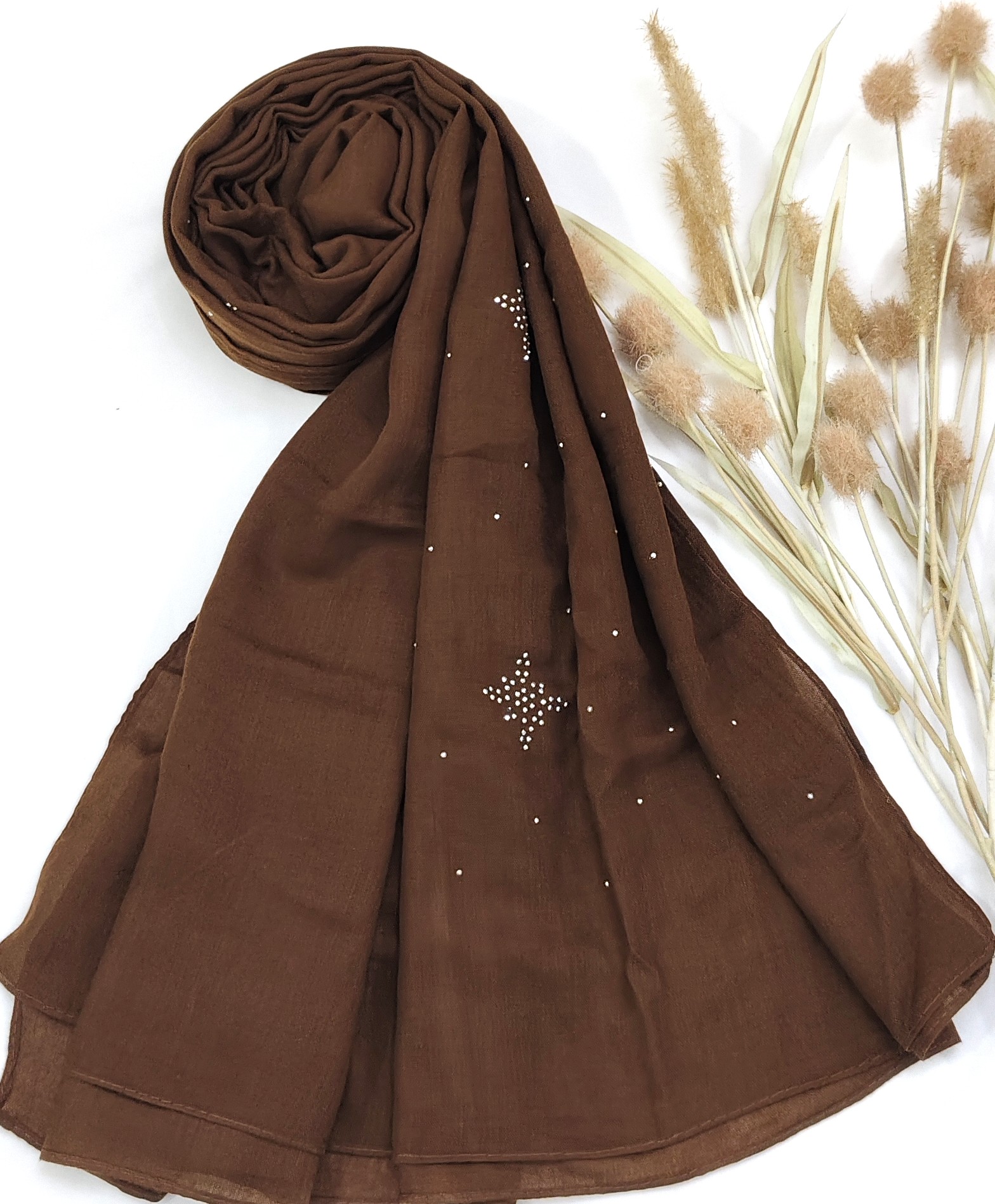 Premium Malaysian Heavy Cotton With Full Crystal Stone Hijab