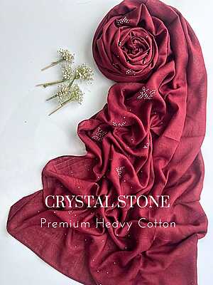 Premium Malaysian Heavy Cotton With Full Crystal Stone Hijab