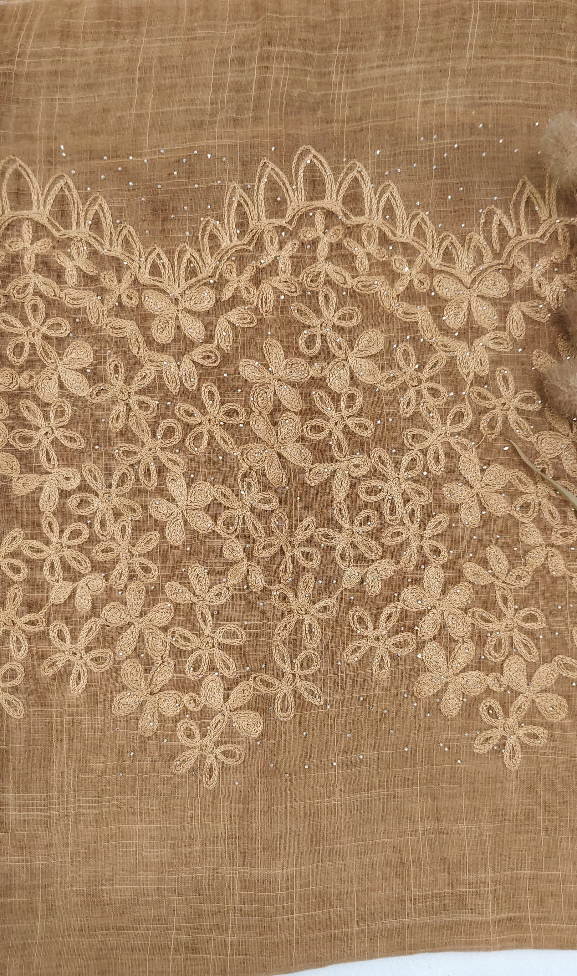 Premium Soft Cotton Embroidery with Crystal Stone