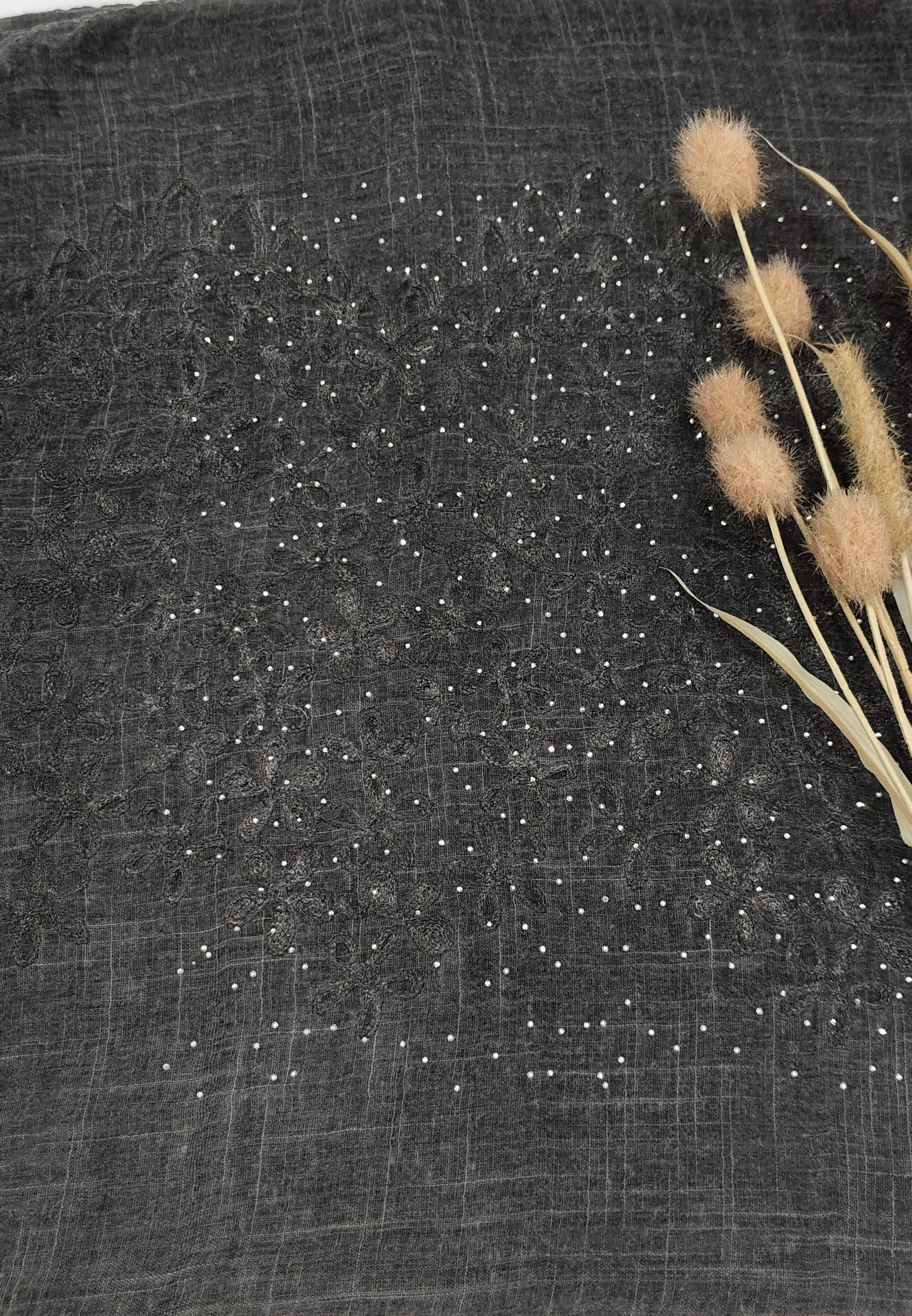 Premium Soft Cotton Embroidery with Crystal Stone