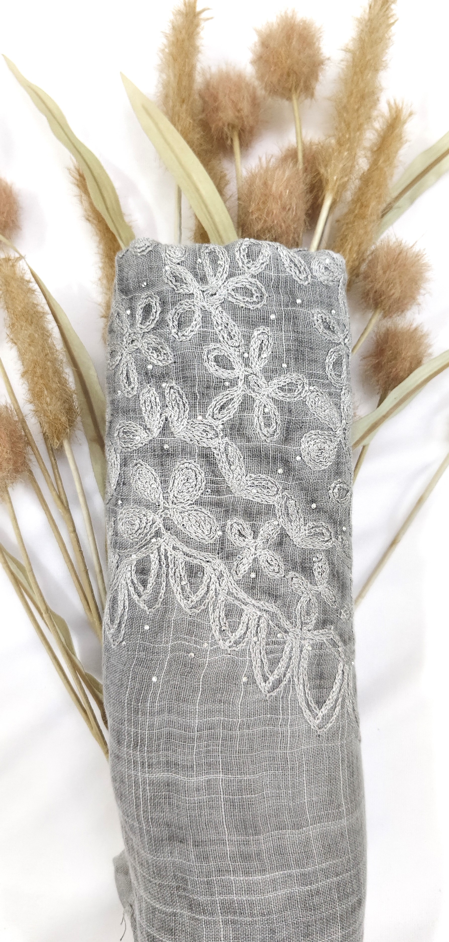 Premium Soft Cotton Embroidery with Crystal Stone