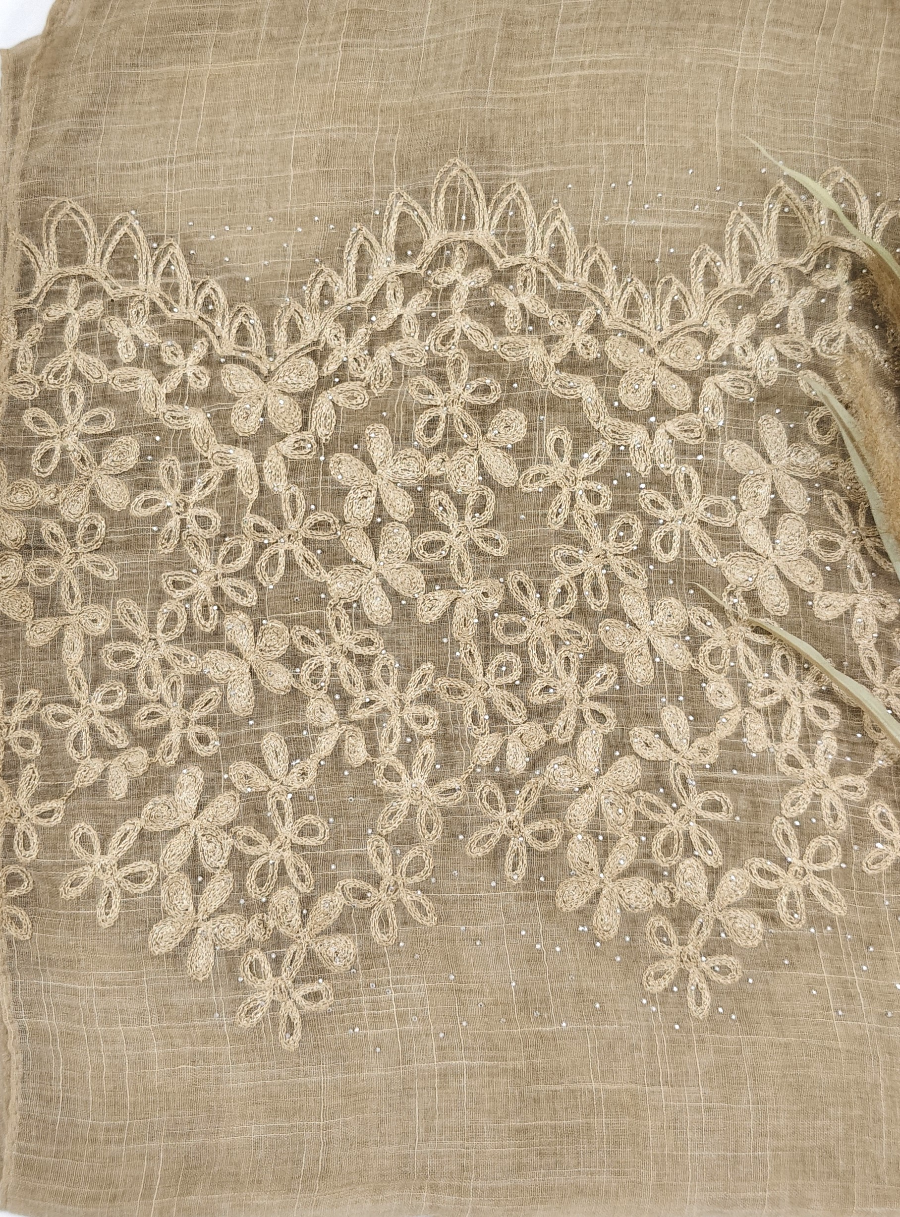 Premium Soft Cotton Embroidery with Crystal Stone