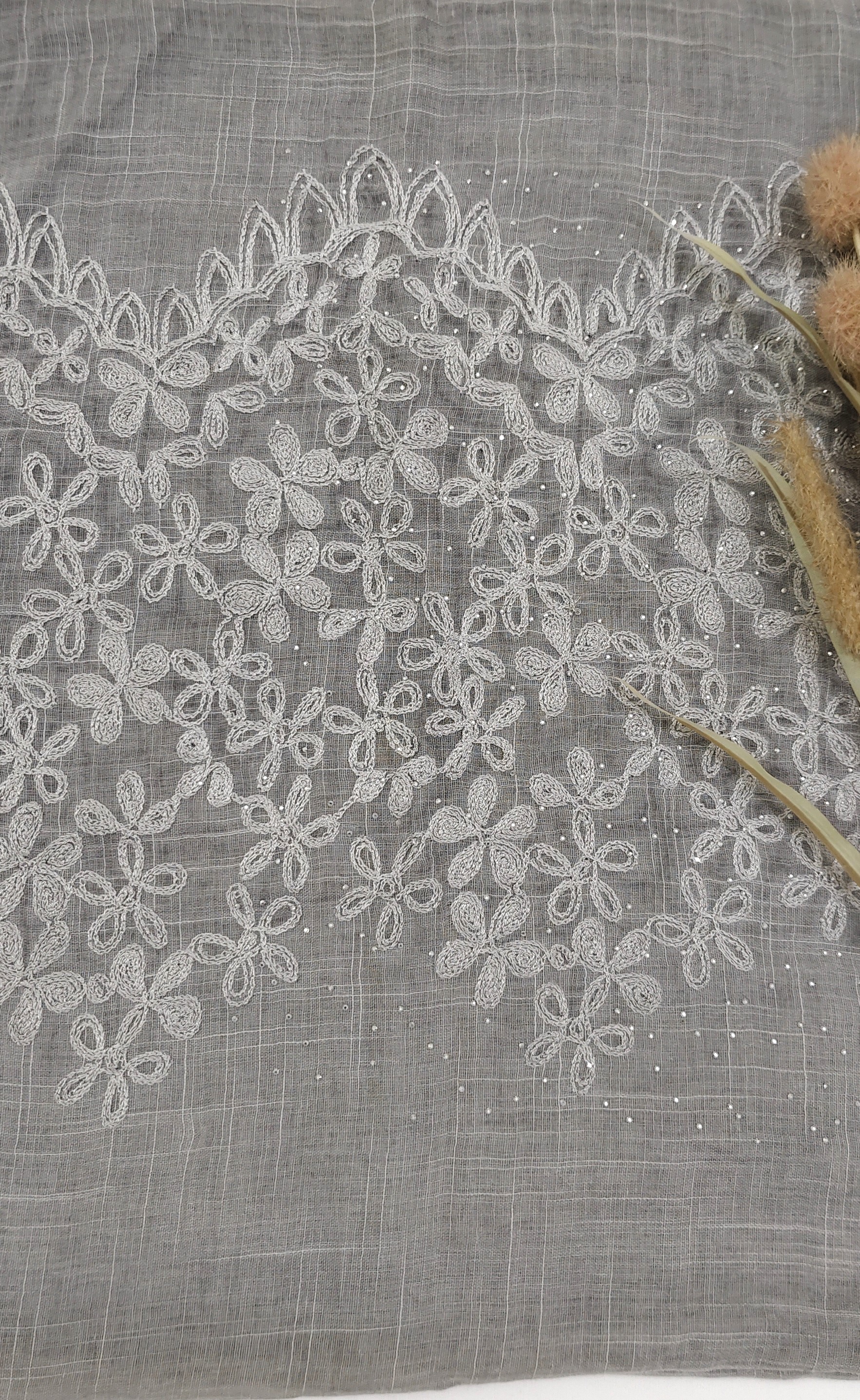 Premium Soft Cotton Embroidery with Crystal Stone