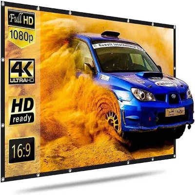 Projection Screen With Fixed-Frame , Anti-Creased , Imported High Gain Fabric,Diagonal, Supports Full HD 1080P, UHD-3D-4K