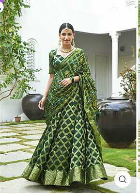 Rajasthani Gharchola Lehenga-BottleGreen-1