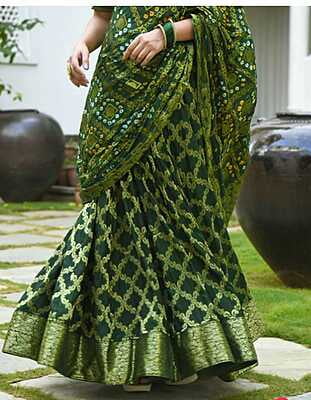 Rajasthani Gharchola Lehenga-BottleGreen-2