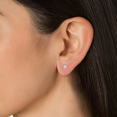Tara Square Spark – Diamond Studs
