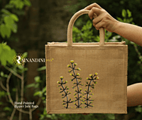 Yellow Floral Jute Tote Bag