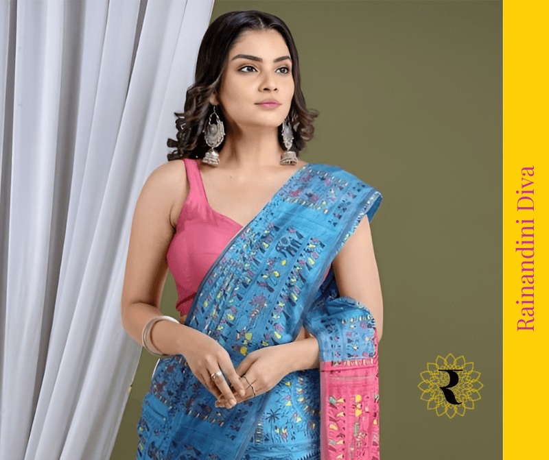 Madhubani Cotton Silk Gulaabi Madhubani Cotton Silk Gulaabi