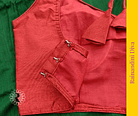 Red Ghicha Silk Blouse Royal Neck Red Ghicha Silk Blouse Royal Neck