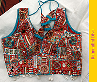 Red Cotton Ajrakh Blouse Royal Neck Red Cotton Ajrakh Blouse Royal Neck