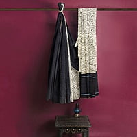 Cotton Ghicha Pale Cream Black Warli Print with BP Cotton Ghicha Pale Cream Black Warli Print with BP