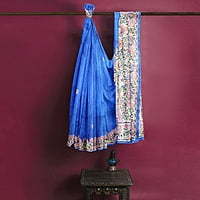 Madhubani Ghicha Silk Saree Handloom Blue Tussar with BP Madhubani Ghicha Silk Saree Handloom Blue Tussar with BP