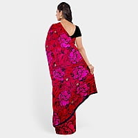 Bollywood Special Crimson Red with Baby Pink Satin Saree with BP