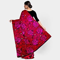 Bollywood Special Crimson Red with Baby Pink Satin Saree with BP