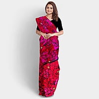 Bollywood Special Crimson Red with Baby Pink Satin Saree with BP