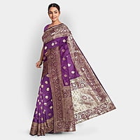 Rainandini Crisyana Handloom Purple Silk Zari Saree with BP