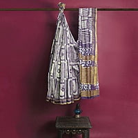 Handloom Linen Ultramarine Blue Box Batik Saree with BP