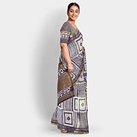 Handloom Linen Ultramarine Blue Box Batik Saree with BP