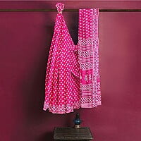 Chanderi Silk Red Printed Saree with BP