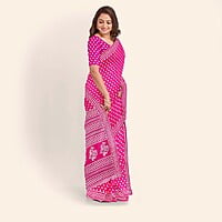 Chanderi Silk Red Printed Saree with BP