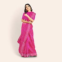 Chanderi Silk Red Printed Saree with BP