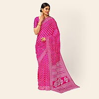 Chanderi Silk Red Printed Saree with BP