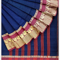 Khaadi Embroidered Saree - Steel Blue with BP Khaadi Embroidered Saree - Steel Blue with BP