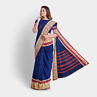 Khaadi Embroidered Saree - Steel Blue with BP Khaadi Embroidered Saree - Steel Blue with BP